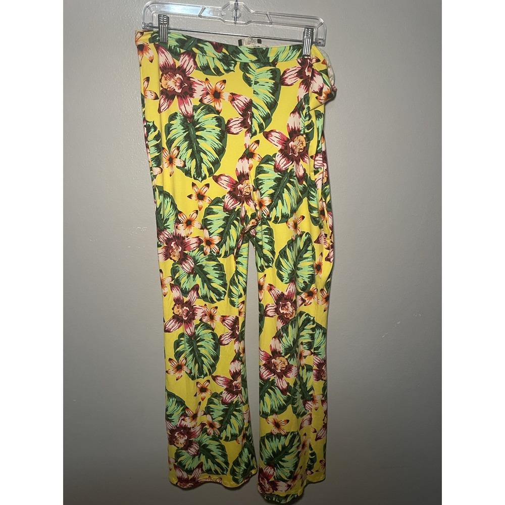 Minette Yellow Tropical Plus Size Pants Size 3x